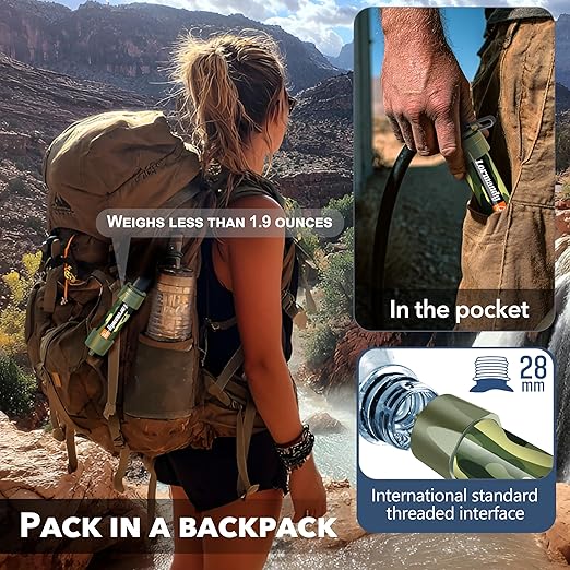 Straw Water Filter 5 Pack – Outdoor Camping & Hiking Survival Gear Kit for Family Use, Ultra-Light Personal Filter Straws for Backpacking, Travel, Bug-Out Bags and Emergency Preparedness