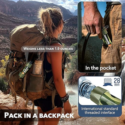Straw Water Filter 5 Pack – Outdoor Camping & Hiking Survival Gear Kit for Family Use, Ultra-Light Personal Filter Straws for Backpacking, Travel, Bug-Out Bags and Emergency Preparedness