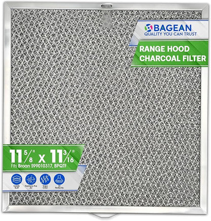 Stove Hood Vent Filter 11.6” x 11.2” BPQTF S99010317 Compatible with Broan Range Hood Filter Replacement for Ductless Overhead - Metal Mesh Filters Grease and Carbon Freshens Kitchen Oven Air (1-Pk)