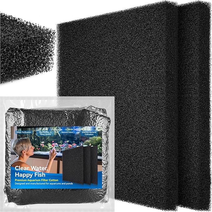Borlech Aquarium Bio Filter Sponge Pad - Cut-to-Size Aquarium Filter Media for Fish Tank, Pond, Sump - Mechanical & Biological Filtration (18.5"x18.5"x1.6", 20PPI, 2 Pack)