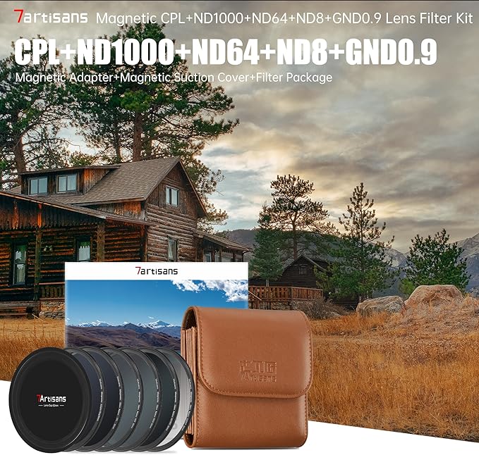 7artisans Nano Magnetic Filter UV Filter ND Light Reduction Filter/CPL Polarization Filter/GND Gradient Filter/Black Mist 1/4 Portrait Photography Filter Suitable for Lens(72mm 5-in-1 Set)