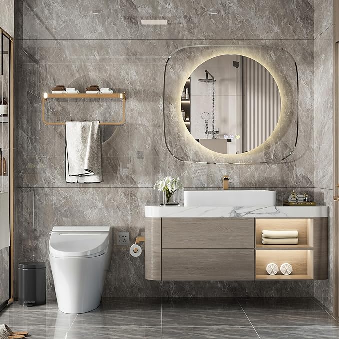 LUVODI Lighted LED Bathroom Mirror: 28”x32” Transparent Wall Mounted Vanity Mirror with Bright Back Lit - Illuminated Dimmable 3 Colors Mirrors with Smart Memory Form Anti-Fog for Bathroom