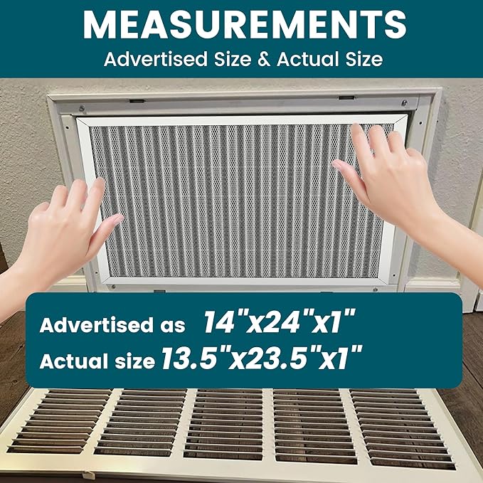 14x24x1 Air Filter-MERV 8, Washable & Reusable Electrostatic Air Filter, AC/HVAC Furnace Filter, Lasts a Lifetime, Permanent Filter, Breathe FresherHome And Office Actual Size:13.5x23.5x0.86Inch