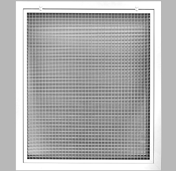 HVAC Premium 20" x 24" Cube Core Eggcrate Return Air Filter Grille for 1" Filter - Aluminum - White [Outer Dimensions: 22.5" x 26.5"]
