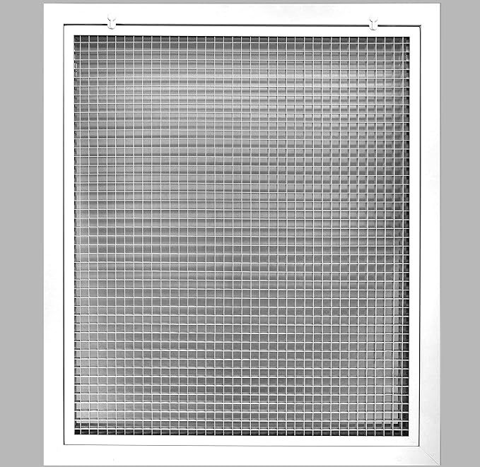HVAC Premium 20" x 30" Cube Core Eggcrate Return Air Filter Grille for 1" Filter - Aluminum - White [Outer Dimensions: 22.5" x 32.5]