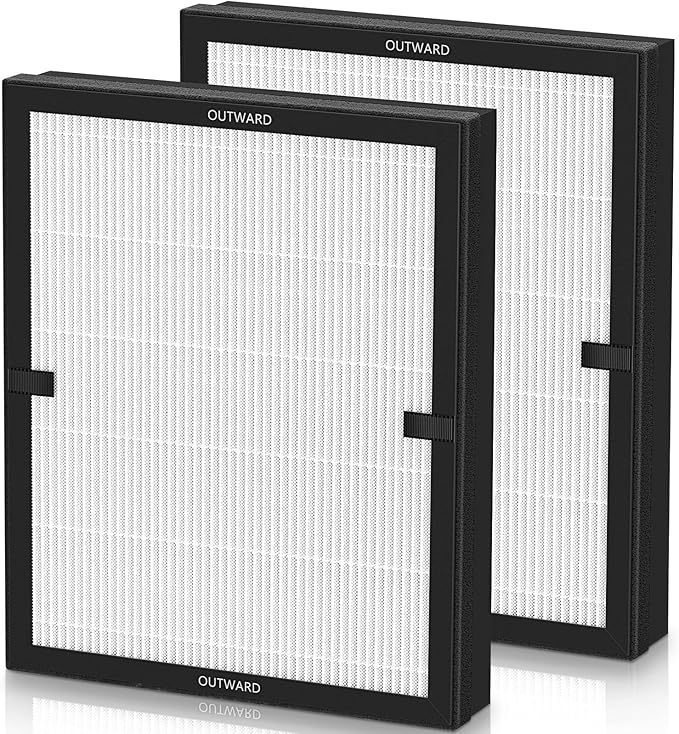E-200 filter Replacement Compatible with LUNINO E-200 Air purifier for Home Large Room up to 1740sq.ft, 3-Stage Filtration with HEPA Air filter for Dust, Smoke, Dander, Pollen, 2 Pack