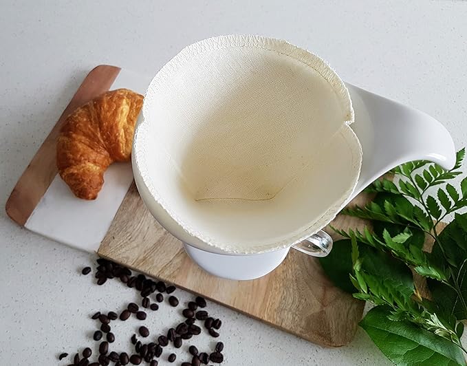 Cloth Reusable Cone Coffee Filter (Size #2) - Made in Canada of Hemp and Organic Cotton - Zero Waste, Eco-Friendly, Natural Filter for Drip Coffee Makers