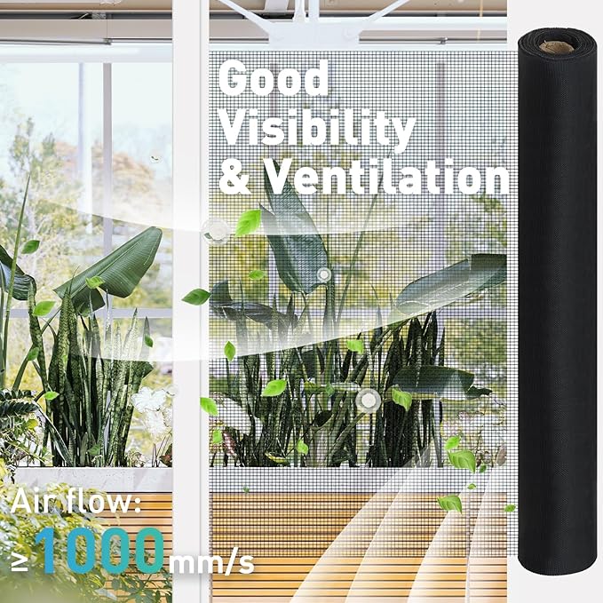 304 Stainless Steel Mesh Window Screen Roll,35IN x 16FT Black Metal Window Screen Replacement,Window Screen Mesh for Window,Door,Patio,Pet,Vent,Filter,Porch,Cage and DIY Project (22 Mesh)