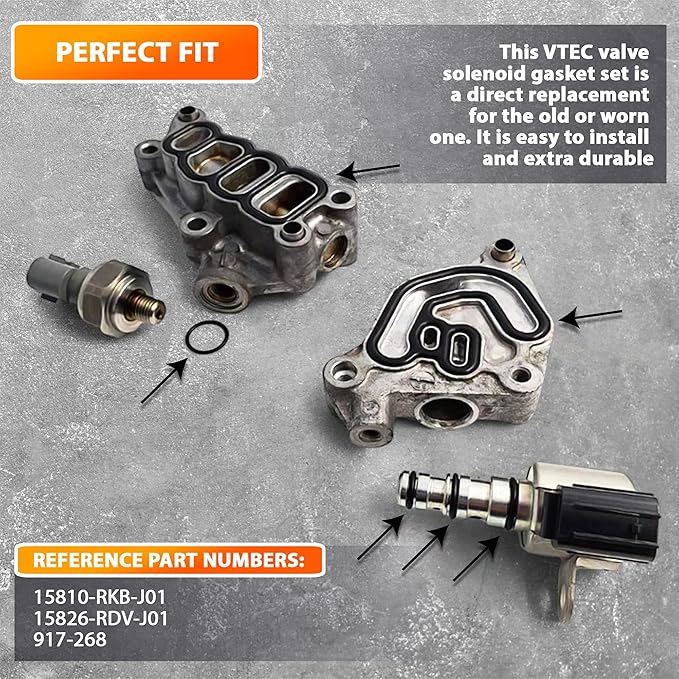6pcs Head Cylinder Solenoid Valve Gasket Set Replacement for Honda Accord Odyssey Pilot 2005-2008 - VTEC Solenoid Filter Spool Valve 3.0L 3.5L 15810-RKB-J01 (15826-RDV-J01) by AUTOMAJOR