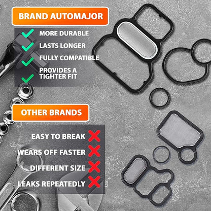 Head Cylinder Solenoid Valve Gasket Kit Replacement for Honda/Acura Civic 1996-2005 - Honda VTEC Filter Spool Valve 1.6L 1.7L - Set of 15825-P2M-005 36172-P08-015 91319-PR3-000 by AUTOMAJOR