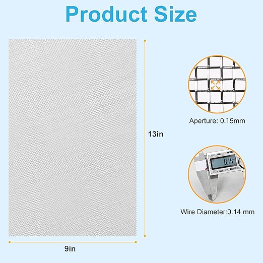 4 Pcs 13x9 (33cmx23cm) 120 Mesh 304 Stainless Steel Wire Mesh Sheet, Rustproof Metal Mesh Sheet Screen for DIY Crafts, Vent Covers, Garden Fencing, Window Protection & Industrial Filters