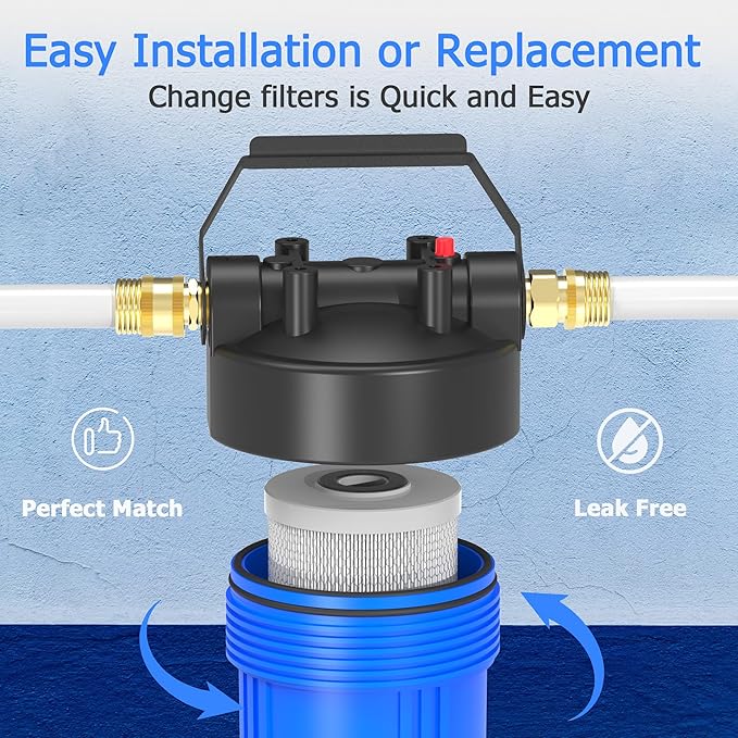 0.2 Micron 10" x 4.5" Water Filter with Pleated Polyester & Activated Carbon Block Composite Water Filter, Compatible with HHB10 and 10" Big Housings for Whole House, RVs, Boats - 1 Pack