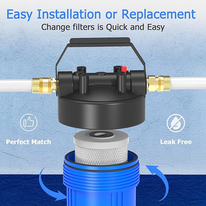 0.2 Micron 10" x 4.5" Water Filter with Pleated Polyester & Activated Carbon Block Composite Water Filter, Compatible with HHB10 and 10" Big Housings for Whole House, RVs, Boats - 1 Pack