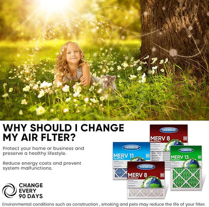 14x14x1 MERV 8 Air Filters 6-Pack, Actual Size 13.7" x 13.7" x 0.75" – Compatible with HVAC, Air Conditioners & Furnaces– High Particle Capture & Smooth Airflow