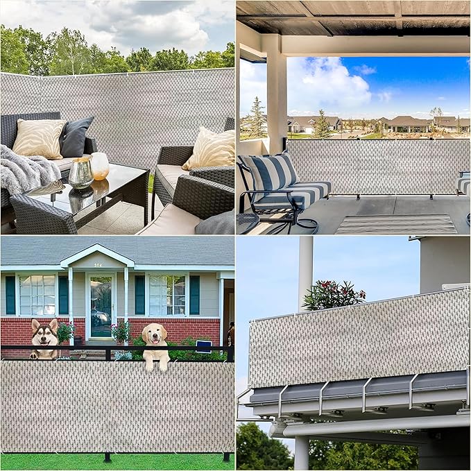 Fence Privacy Screen 3' x 26.2' UV-Protection Wind-Resistant Privacy Screen for Fence, Includes Cable Ties for Deck, Patio, Backyard, Outdoor Pool, Porch, Railing, Weaving Pattern