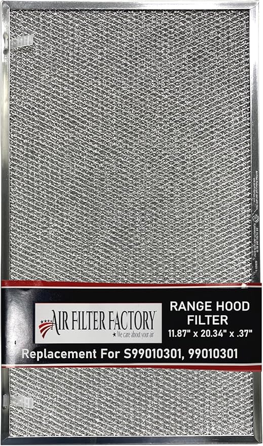 Air Filter Factory Grease Filter S99010301, 99010301 Replacement For Broan Range Hood Aluminum Mesh Grease Vent Filter 11-7/8" X 20-11/32" X 3/8"