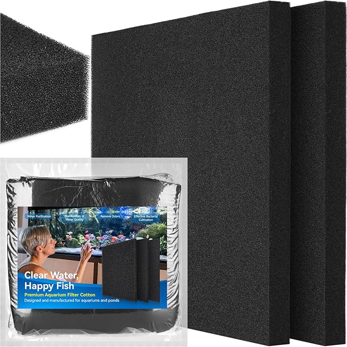 Borlech Aquarium Bio Filter Sponge Pad - Cut-to-Size Aquarium Filter Media for Fish Tank, Pond, Sump - Mechanical & Biological Filtration (18.5"x18.5"x1.6", 50PPI, 2 Pack)