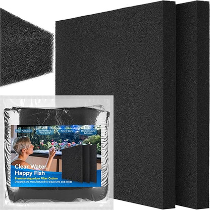 Borlech Aquarium Bio Filter Sponge Pad - Cut-to-Size Aquarium Filter Media for Fish Tank, Pond, Sump - Mechanical & Biological Filtration (18.5"x18.5"x1.6", 50PPI, 2 Pack)