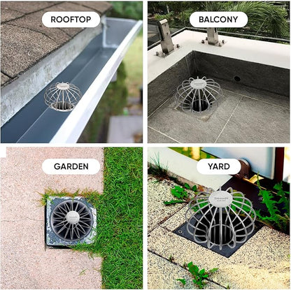 Gutter Guard, 304 Stainless Steel Roof Drain Cover, Anti-Clogging Filter for Leaves & Debris, Outdoor Pipe Protector for Roofs, Balconies, and Gardens (Pack of 2, 3 inch)