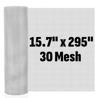 30 Mesh 304 Stainless Steel Mesh Screen, 15.7'' x 295''(40cm x 750cm) Wire Screen Mesh, Rust Free Woven Wire Mesh, Metal Mesh Screen for Air Vents, Garden Covers, Filters, Window Screen
