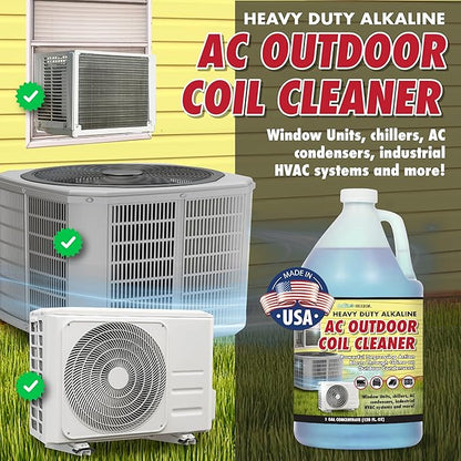 Nature's Freedom HVAC Coil Cleaner – Heavy Duty Alkaline Formula for Outdoor AC Condenser Units – Gallon