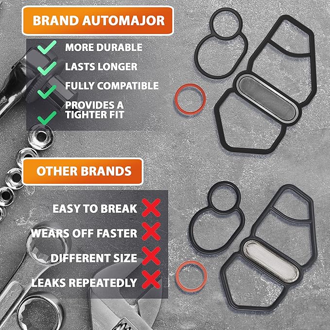 Head Cylinder Solenoid Spool VTEC Valve Gasket Set Replacement for Honda/Acura Civic Integra NSX 1.4L 1.5L 1.6L 1.8L 3.0L 1992-2001 - Set of 15825-P08-005+36172-P08-015+91319-PR3-000 by AUTOMAJOR