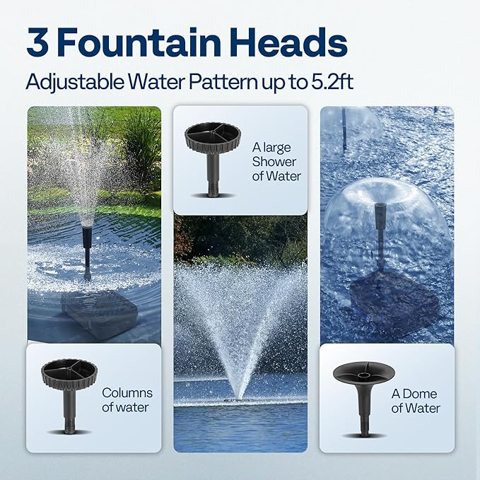VIVOHOME All-in-One Pond Filter Fountain System Kits, 260 GPH Submersible Water Pump for Ponds up to 790 Gallons