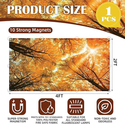 Fluorescent Light Covers - Classroom Covers for Ceiling Lights, 1 PCS 4 x 2 Feet Magnetic Light Filters, Classroom, Office Decor (Autumn & Sunset)