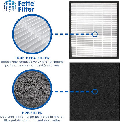 Fette Filter - Premium H13 True HEPA Replacement Filter J Compatible with GermGuardian FLT5900 for AC5900WCA & AC5900WDLX Air Purifier includes 1 Hepa 2 Activated Charcoal Filter.