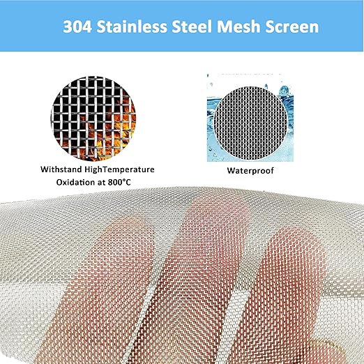 304 Stainless Steel Mesh Screen#40Mesh -Size:15.7"x47.2"(40x120cm), for Home, Garden and Farm. Window or Door Filter, Guards Against Pests Like Mice, Snakes, and Rodents. Easy to Cut and Install.