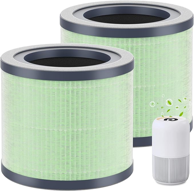 SAKEGDY TR-8080 Replacement Filter Compatible with Dreamegg TR-8080 Air Clean Purifier, Part No# RF001, 4-IN-1 Filtration with True HEPA Filter, 2 Pack