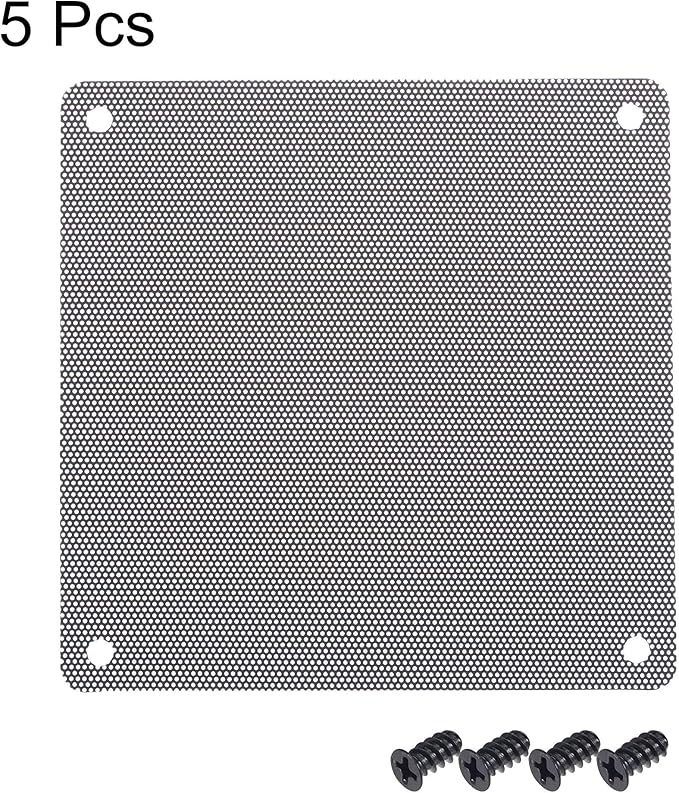 uxcell PC Dust Fan Screen with Screws for Cooling Dustproof Case Cover PVC 120mm 5pcs