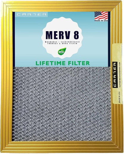 CARTER | Gold | MERV 8 | HVAC & Furnace Filter | Washable Electrostatic (12x30x1)