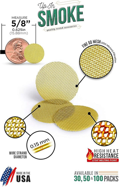 Made in The USA - 50 5/8 Inch (.625") Brass Mesh Pipe Screen Filters