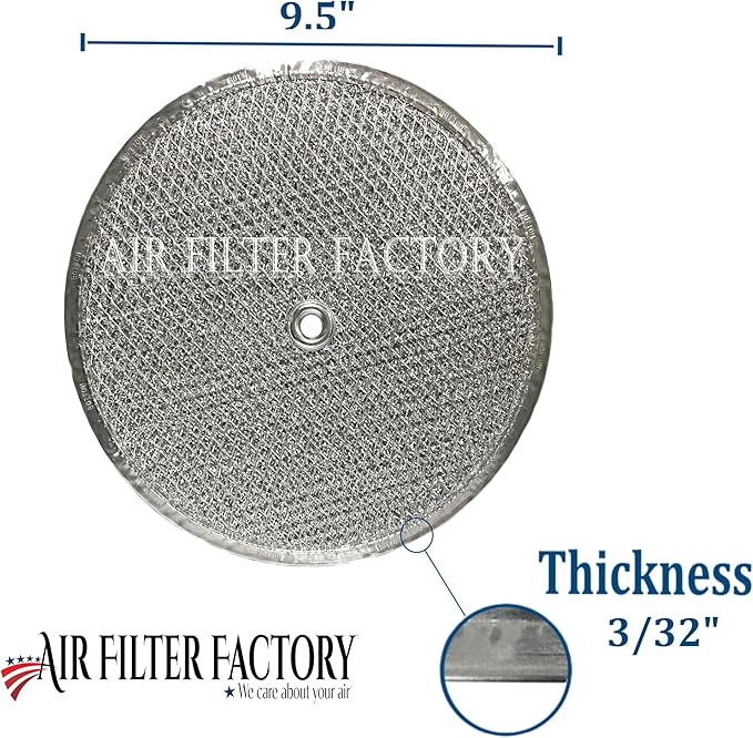 Air Filter Factory 9-1/2 Inches Round x 3/32 With Center Hole Flat Range Hood 12-Layer Aluminum Grease Filter 2-Pack