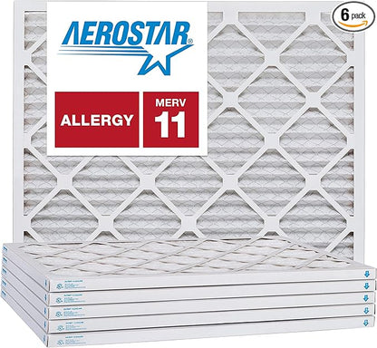 Aerostar 21 1/2x23 3/8x1 MERV 11 Pleated Air Filter, AC Furnace Air Filter, 6 Pack (Actual Size: 21 1/2" x 23 3/8" x 3/4")