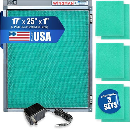 17x25x1 Polarized Media Electronic Air Filter - High Air Flow - Homeowner Installed - 1-Yr Supply of Replacement Pads - Simply Replace Your Current AC/Furnace Air Filter and PLUG IT IN!
