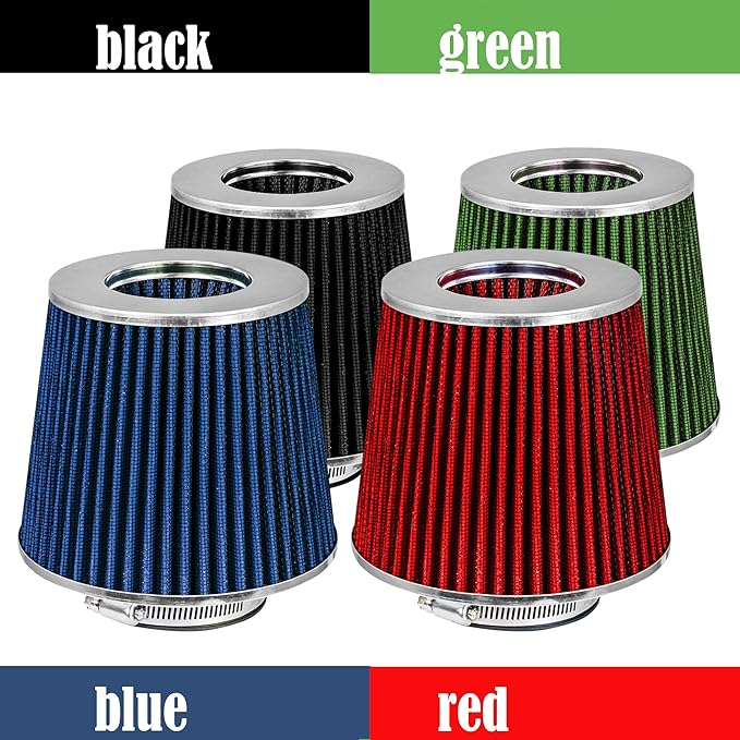 Mortar Aftermarket Auto Air Filter Replacement - Car Enthusiast Class Universal Cold Air Intake Gulps in More Air for More Engine Power & Passionate Induction Sound, 3.25 In, Blue