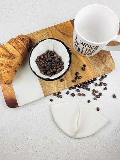 Cloth Reusable Basket Coffee Filter (Size #4) - Made in Canada of Hemp and Organic Cotton - Zero Waste, Eco-Friendly, Natural Filter fits most Automatic Coffee Makers