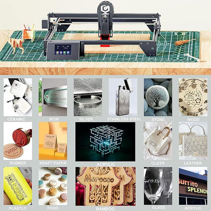 Longer Ray5 Laser Engraver, 10W Laser Cutter, 0.06 * 0.06 mm Precision Laser Engraver for Acrylic, Wood, and Metal with Emergency Stop, 3.5-inch Touch Screen for DIY