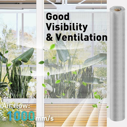 304 Stainless Steel Mesh Window Screen Roll,35IN x 10FT Silver Metal Window Screen Replacement,Window Screen Mesh for Window,Door,Patio,Pet,Vent,Filter,Porch,Cage and DIY Project (22 Mesh)