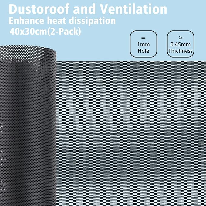 400x300mm DIY PC Case Dust Mesh Filter, 2Pack PVC Dustproof Mesh Filter Cover with Magnetic Strip for Computer PC Case