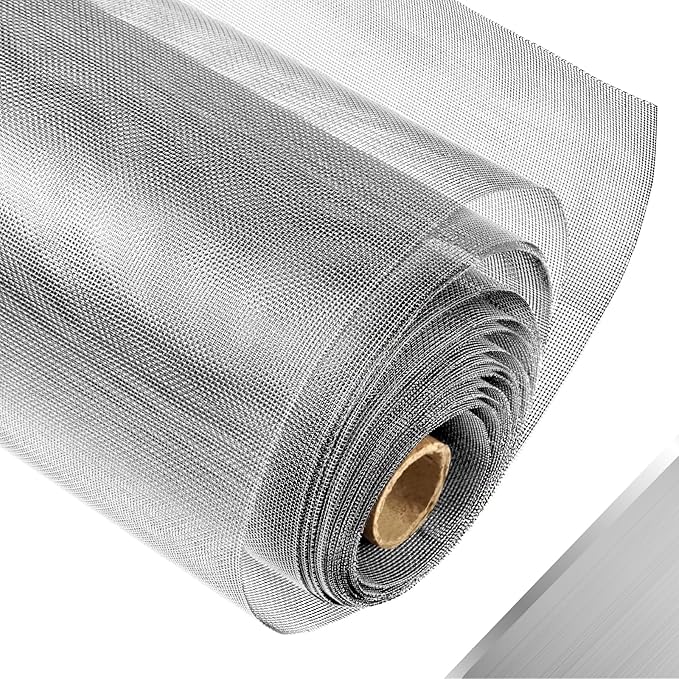 304 Stainless Steel Mesh Window Screen Roll,47IN x 10FT Silver Metal Window Screen Replacement,Window Screen Mesh for Window,Door,Patio,Pet,Vent,Filter,Porch,Cage and DIY Project (22 Mesh)