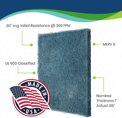 20x30x1 Cut To Fit Furnace & Air Conditioner Washable Reusable High Air Flow Polyester Fiber Filter Media, Made in USA (20" x 30" x .75" actual)