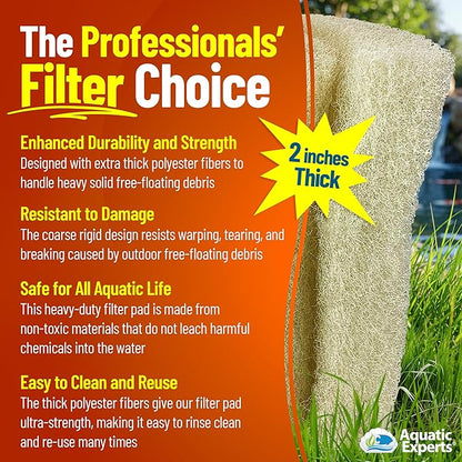 Aquatic Experts Cream COARSE Pond Filter Pad - 2 inch Thick - Bulk Roll Water Garden Filter Pond Media - Made in USA, (2 inch by 24 inch by 56 inch)