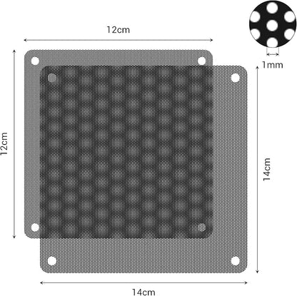 120mm Fan Dust Filter PC, 10Pack PVC Computer Dust Filter Mesh Dustproof Case Cover PC Cooler Fan Filter Grills with 40pcs Screws for Computer Cooler (PVC, 120 * 120mm, 10pcs, Black)