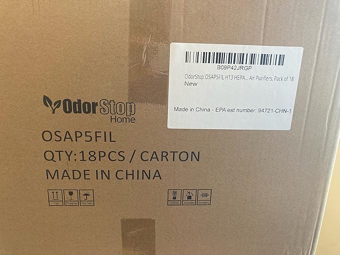 OdorStop OSAP5FIL H13 HEPA Filter for OdorStop OSAP4 and OSAP5 Air Purifiers, Pack of 18