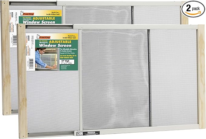 Frost King 2AWS1537 WB Marvin Adjustable Window Screen, 15in High x Fits 21-37in Wide (2 Pack)