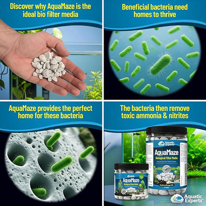 Aquatic Experts AquaMaze Aquarium Bio Media – 500 mL for Freshwater & Saltwater Tanks, Compatible with Canister, Sump & HOB Filters