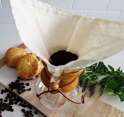 Pour Over Reusable Cloth Coffee Filter - Made in Canada of Hemp and Organic Cotton - Zero Waste, Eco-Friendly.